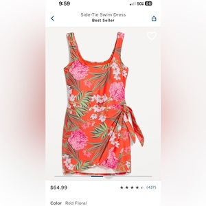 Side tie swim dress, size 4xl, new without tags